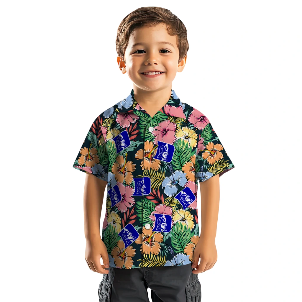 Duke Blue Devils Hawaiian Shirt - Brilliant Hibiscus Garden duke blue devils brilliant hibiscus garden hawaiian shirts top rated