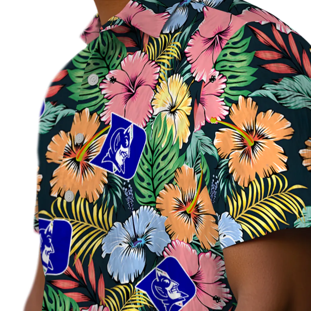Duke Blue Devils Hawaiian Shirt - Brilliant Hibiscus Garden duke blue devils brilliant hibiscus garden hawaiian shirts trendy