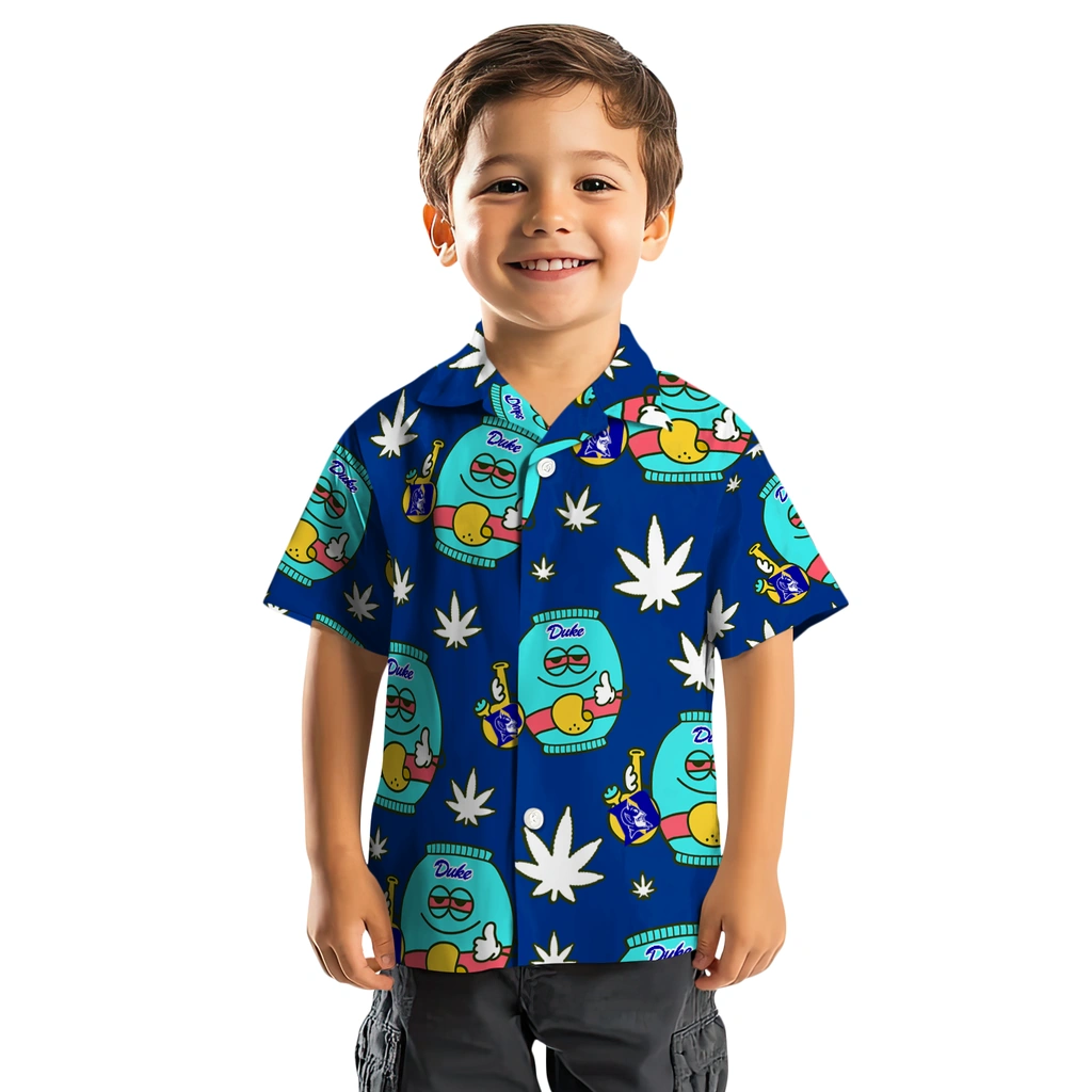 Duke Blue Devils Hawaiian Shirt - Chill Vibe duke blue devils bong smile blue hawaiian shirts top rated
