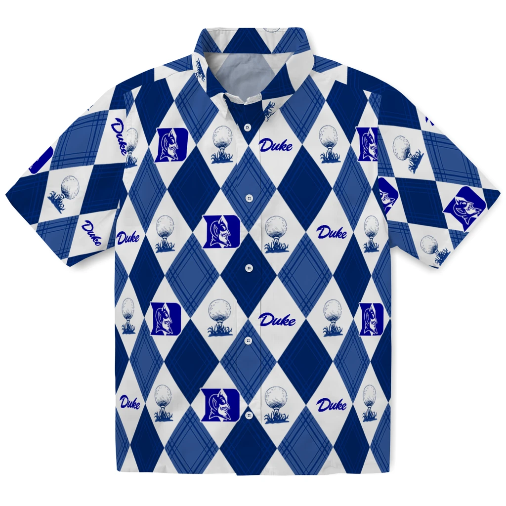 Duke Blue Devils Hawaiian Shirt - Golfing Plaid duke blue devils balloon plaid blue hawaiian shirts best selling