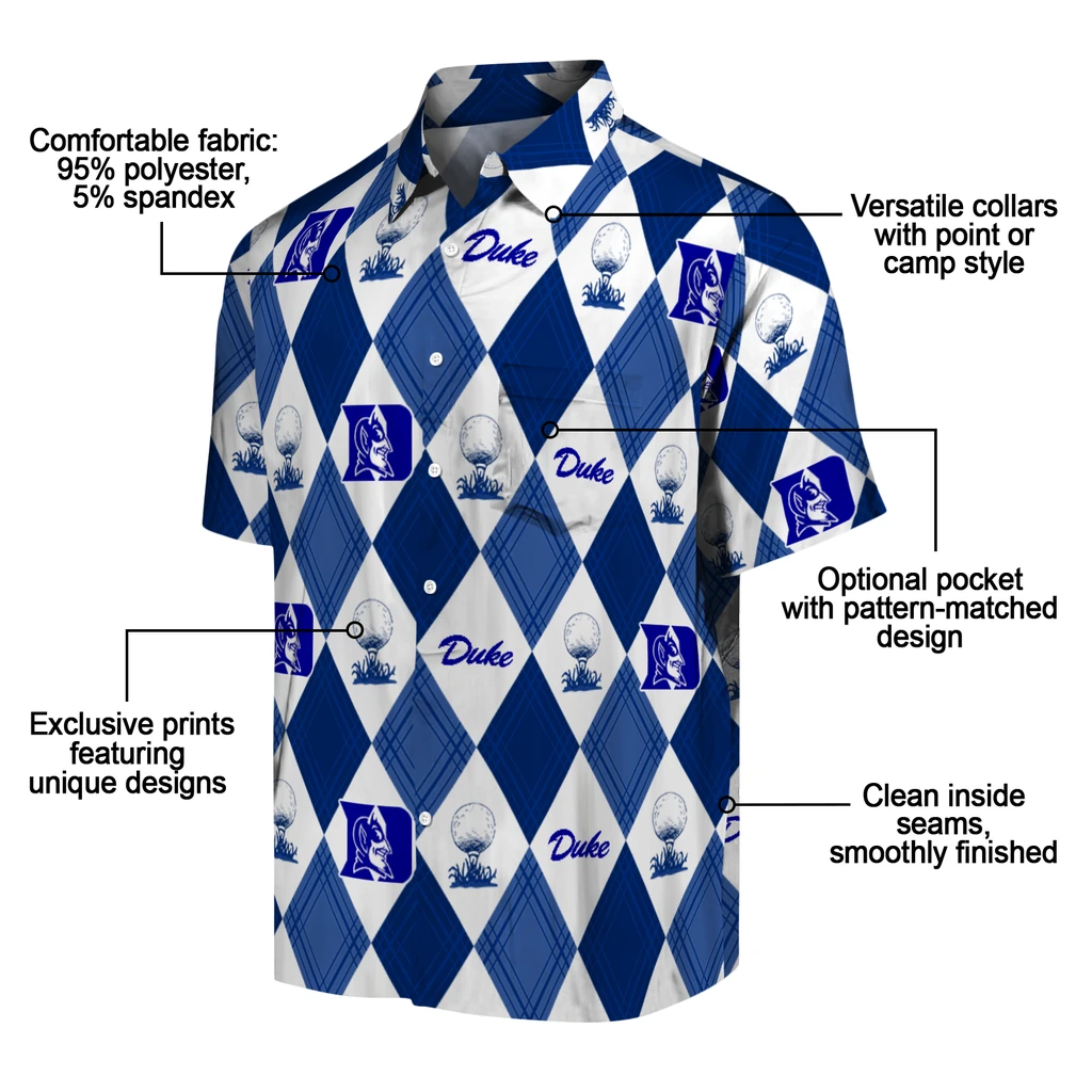 Duke Blue Devils Hawaiian Shirt - Golfing Plaid duke blue devils balloon plaid blue hawaiian shirts new arrival