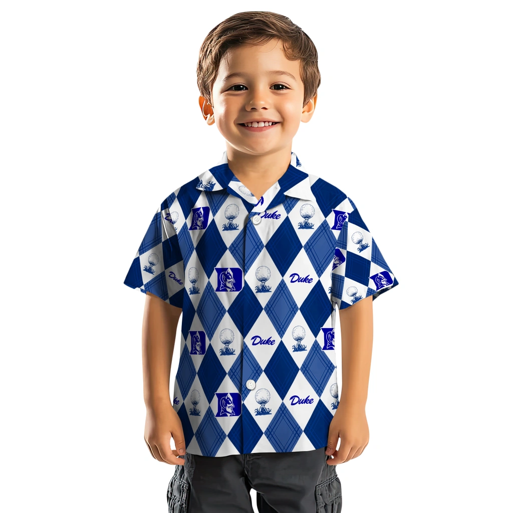 Duke Blue Devils Hawaiian Shirt - Golfing Plaid duke blue devils balloon plaid blue hawaiian shirts top rated