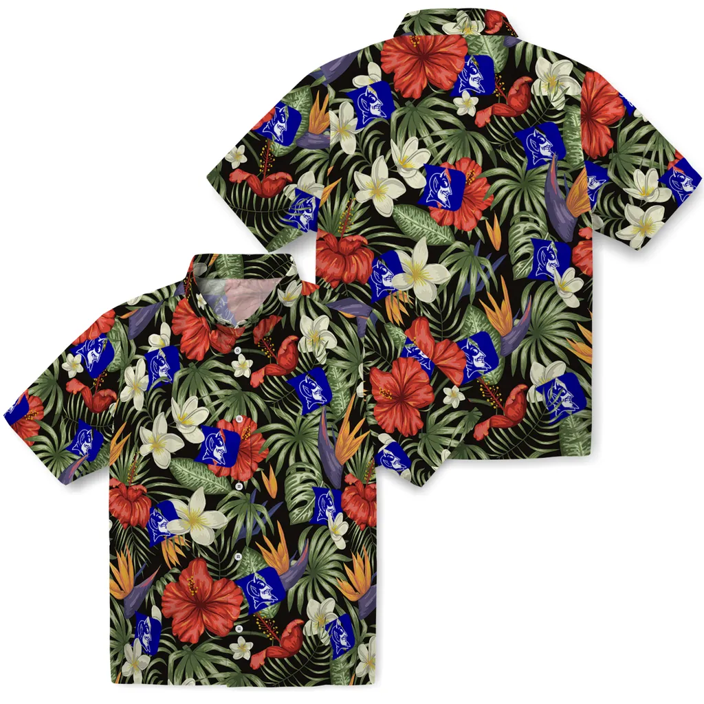 Duke Blue Devils Hawaiian Shirt - Hawaii Floral Hibiscus duke blue devils hibiscus bird hawaiian shirts high quality
