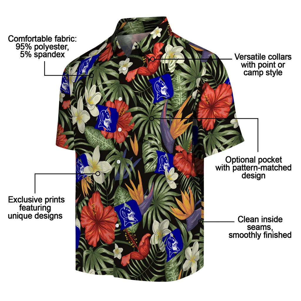 Duke Blue Devils Hawaiian Shirt - Hawaii Floral Hibiscus duke blue devils hibiscus bird hawaiian shirts new arrival