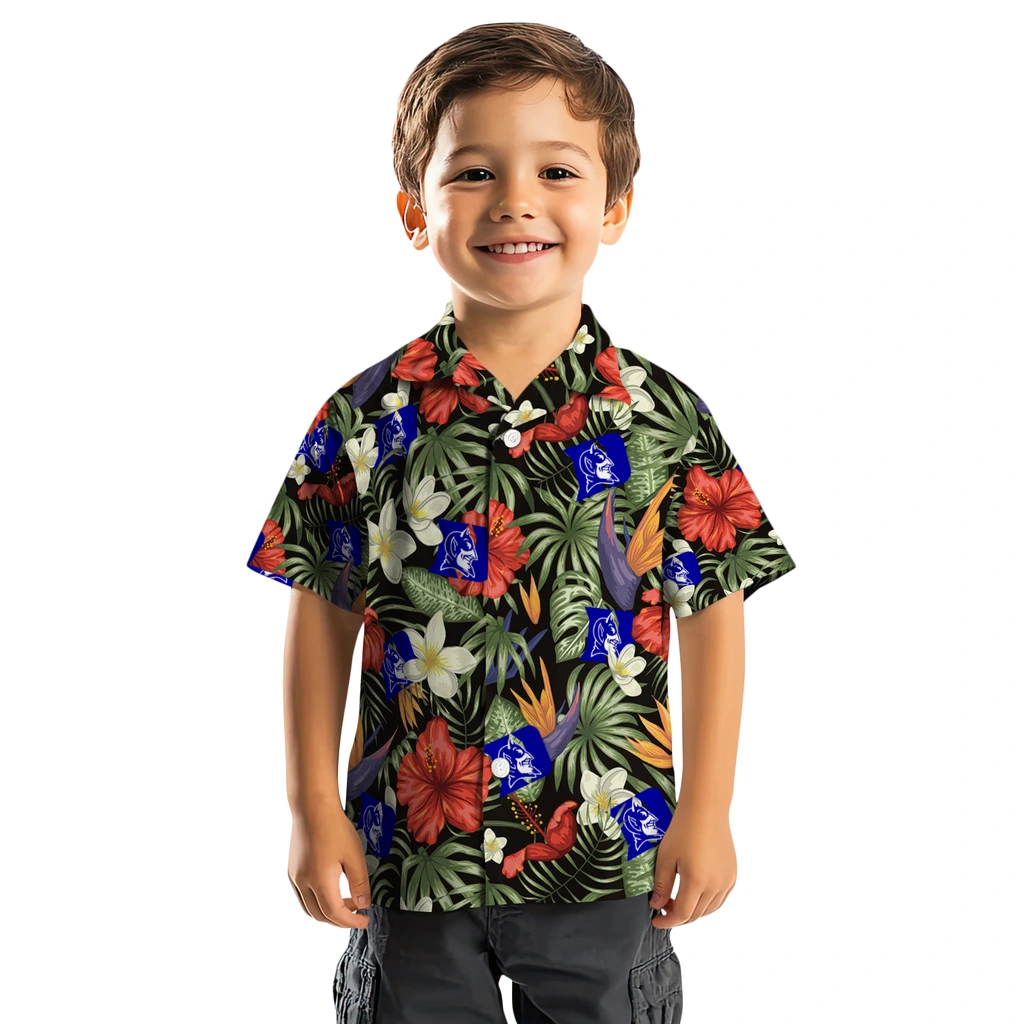 Duke Blue Devils Hawaiian Shirt - Hawaii Floral Hibiscus duke blue devils hibiscus bird hawaiian shirts top rated