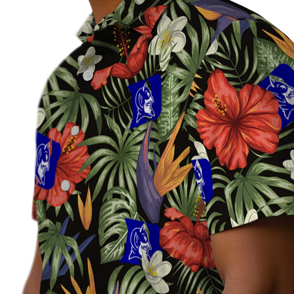 Duke Blue Devils Hawaiian Shirt - Hawaii Floral Hibiscus duke blue devils hibiscus bird hawaiian shirts trendy