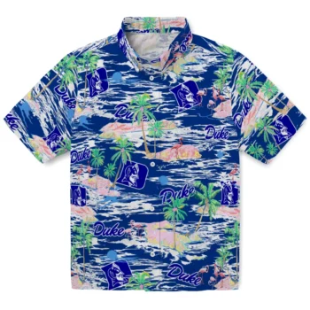 duke blue devils flamingo retreat blue hawaiian shirts best selling