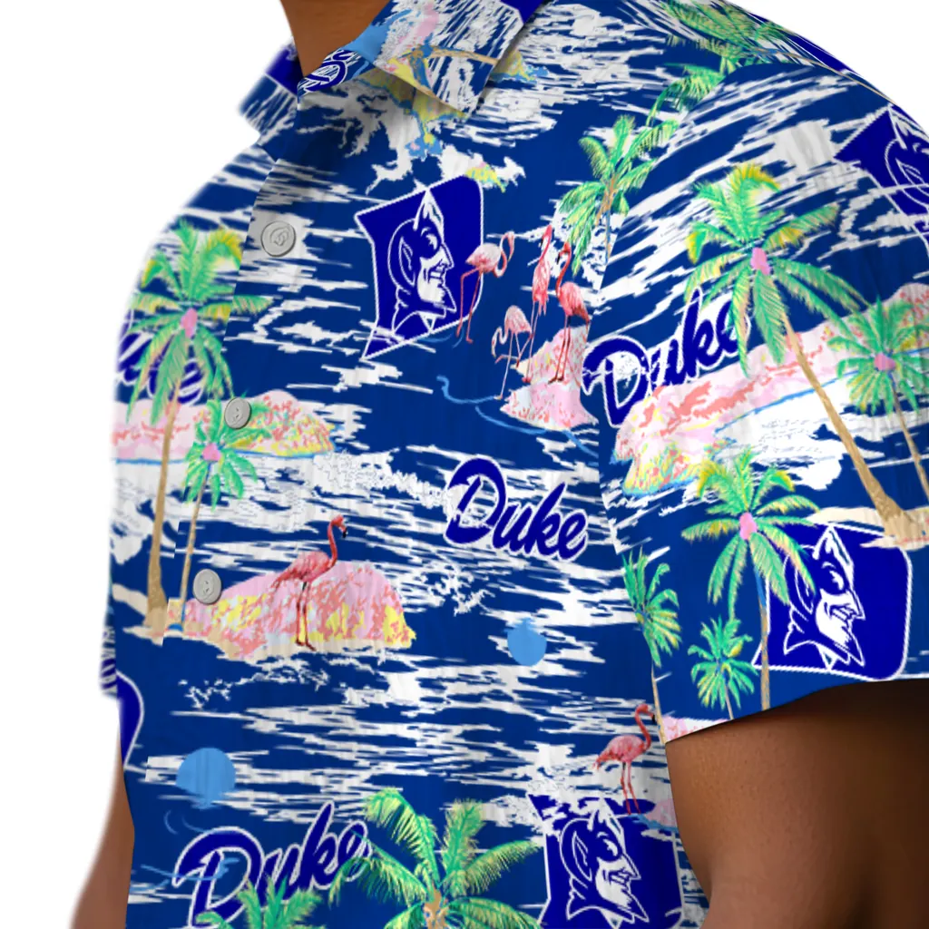 Duke Blue Devils Hawaiian Shirt - Hawaii Island duke blue devils flamingo retreat blue hawaiian shirts trendy