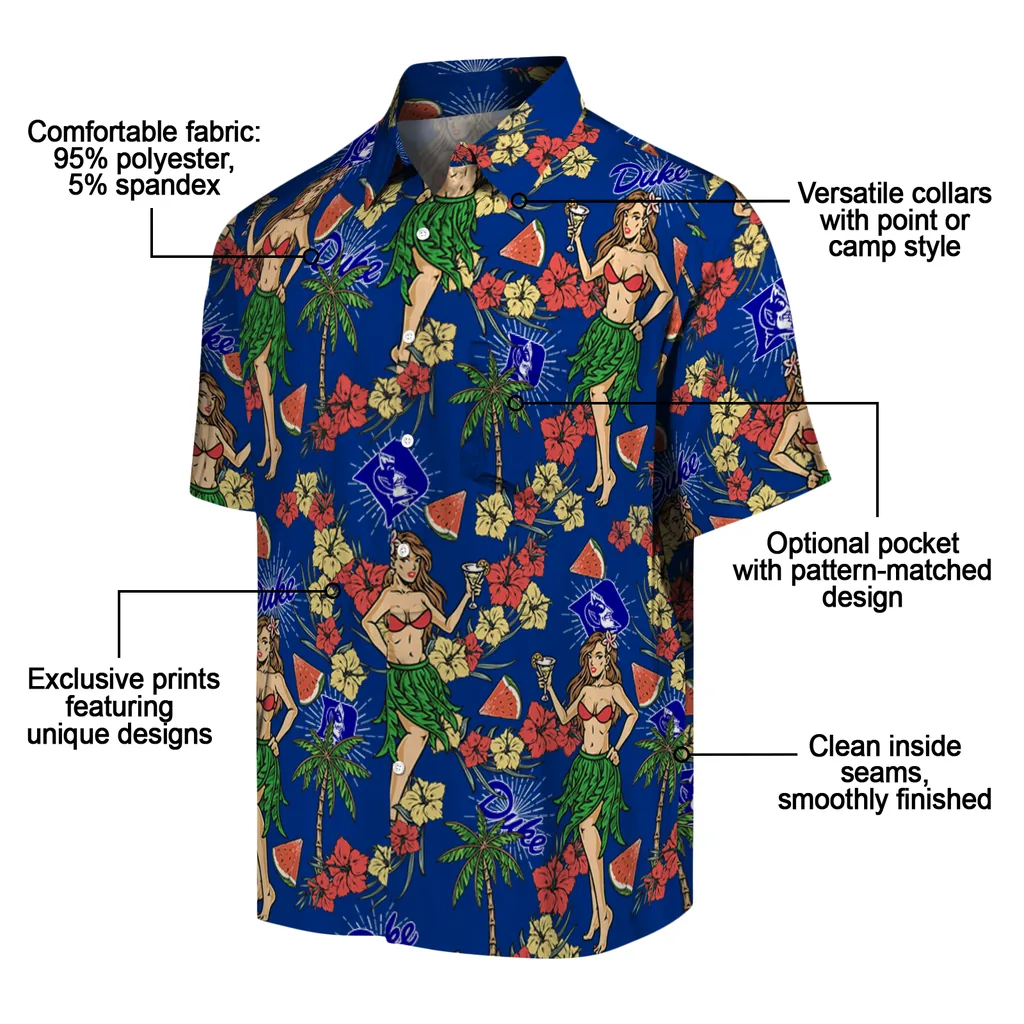 Duke Blue Devils Hawaiian Shirt - Hawaiian Girls Design duke blue devils hawaiian girls design blue hawaiian shirts new arrival