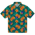 Duke Blue Devils Hawaiian Shirt – Hibiscus and Palm Leaves