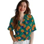 Duke Blue Devils Hawaiian Shirt – Hibiscus and Palm Leaves