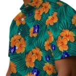 Duke Blue Devils Hawaiian Shirt – Hibiscus and Palm Leaves