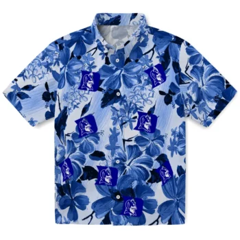 duke blue devils hibiscus arrangement blue hawaiian shirts best selling