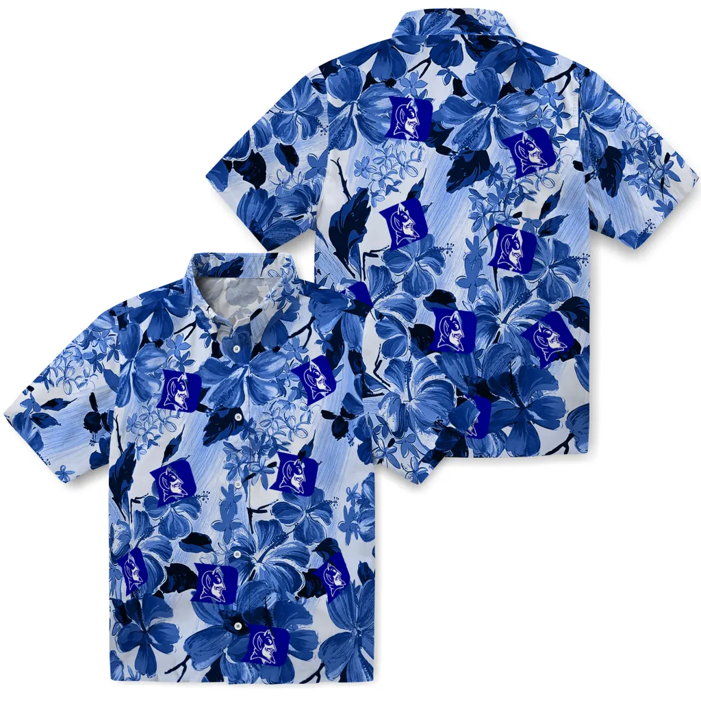 Duke Blue Devils Hawaiian Shirt - Hibiscus Arrangement duke blue devils hibiscus arrangement blue hawaiian shirts high quality