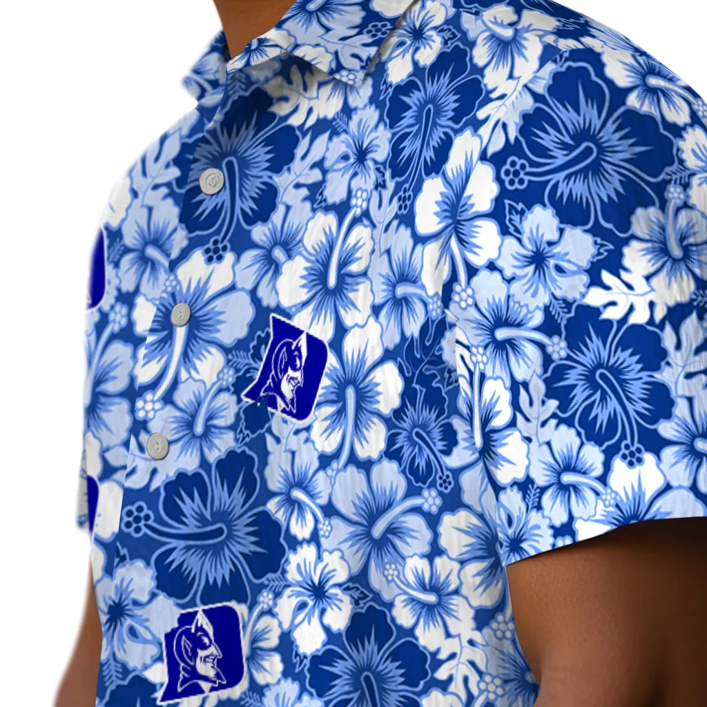Duke Blue Devils Hawaiian Shirt - Hibiscus Blooms duke blue devils hibiscus blooms blue hawaiian shirts trendy