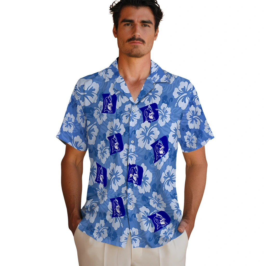 Duke Blue Devils Hawaiian Shirt - Hibiscus Cluster duke blue devils hibiscus cluster blue hawaiian shirts fashion forward
