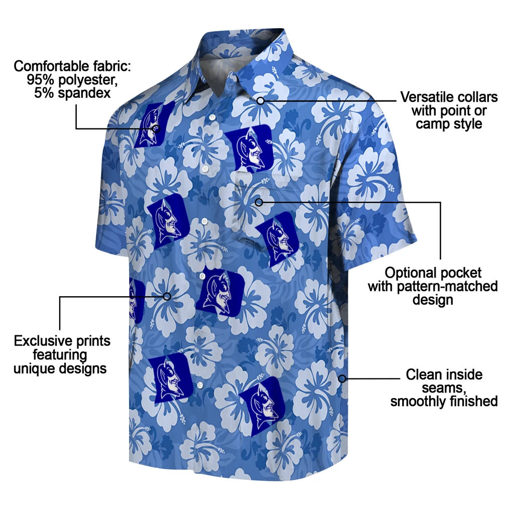 Duke Blue Devils Hawaiian Shirt - Hibiscus Cluster duke blue devils hibiscus cluster blue hawaiian shirts new arrival