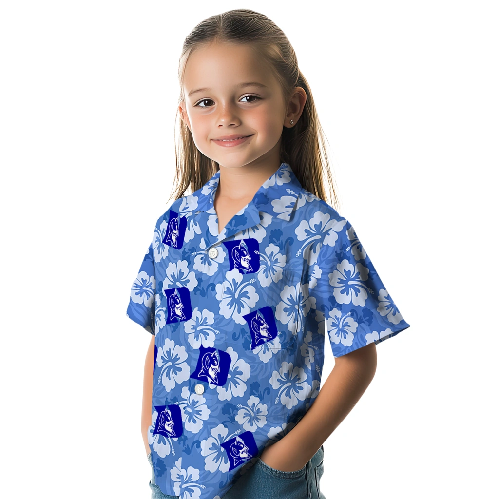 Duke Blue Devils Hawaiian Shirt - Hibiscus Cluster duke blue devils hibiscus cluster blue hawaiian shirts premium grade