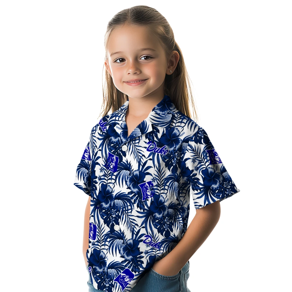 Duke Blue Devils Hawaiian Shirt - Hibiscus Exotic duke blue devils hibiscus exotic blue hawaiian shirts premium grade