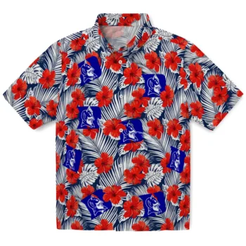 duke blue devils hibiscus fiesta red royal blue hawaiian shirts best selling