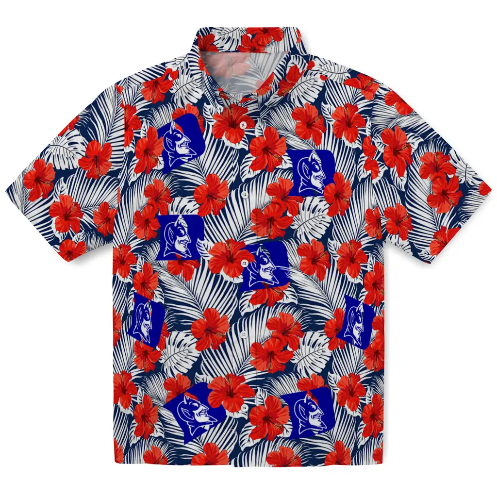 Duke Blue Devils Hawaiian Shirt - Hibiscus Fiesta duke blue devils hibiscus fiesta red royal blue hawaiian shirts best selling