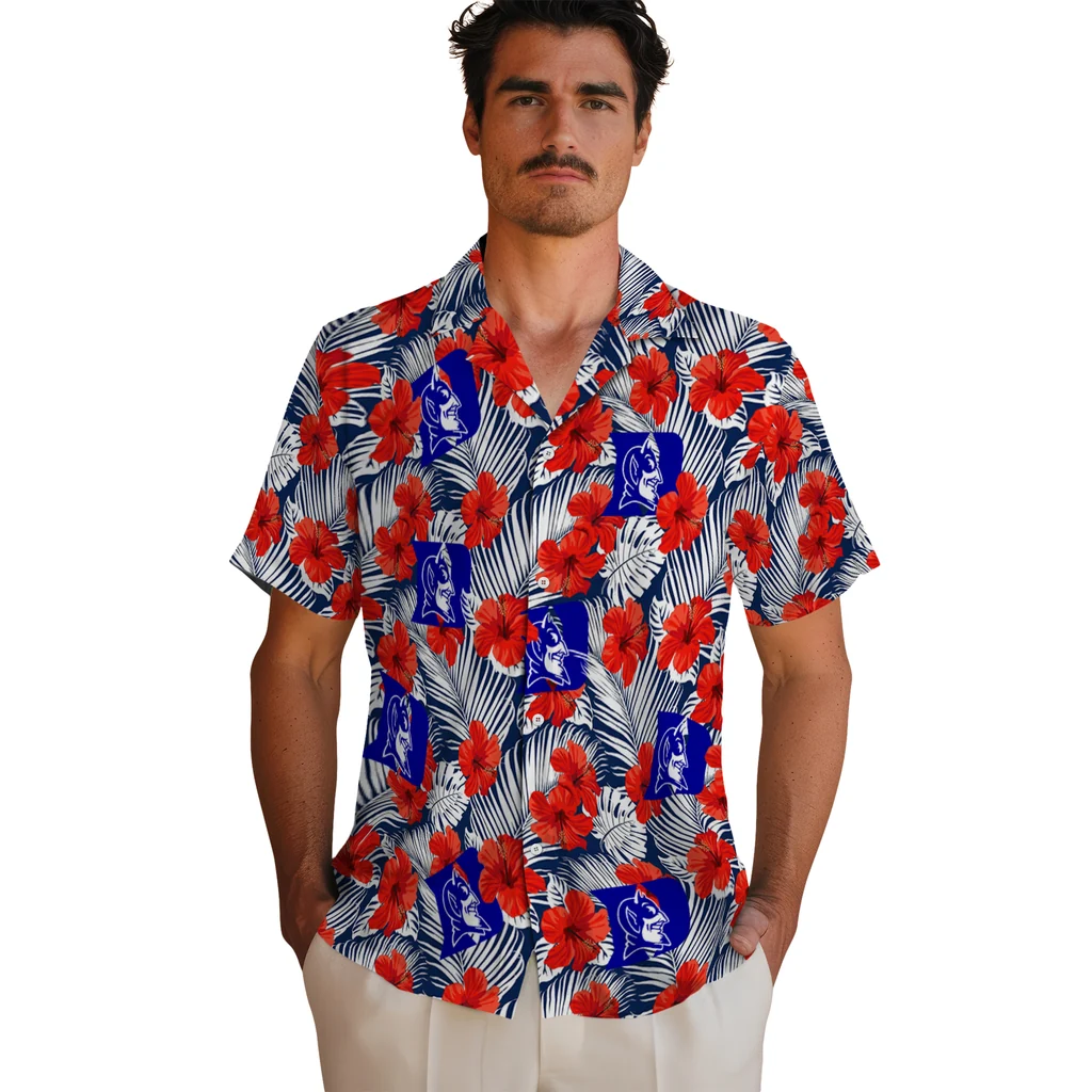 Duke Blue Devils Hawaiian Shirt - Hibiscus Fiesta duke blue devils hibiscus fiesta red royal blue hawaiian shirts fashion forward