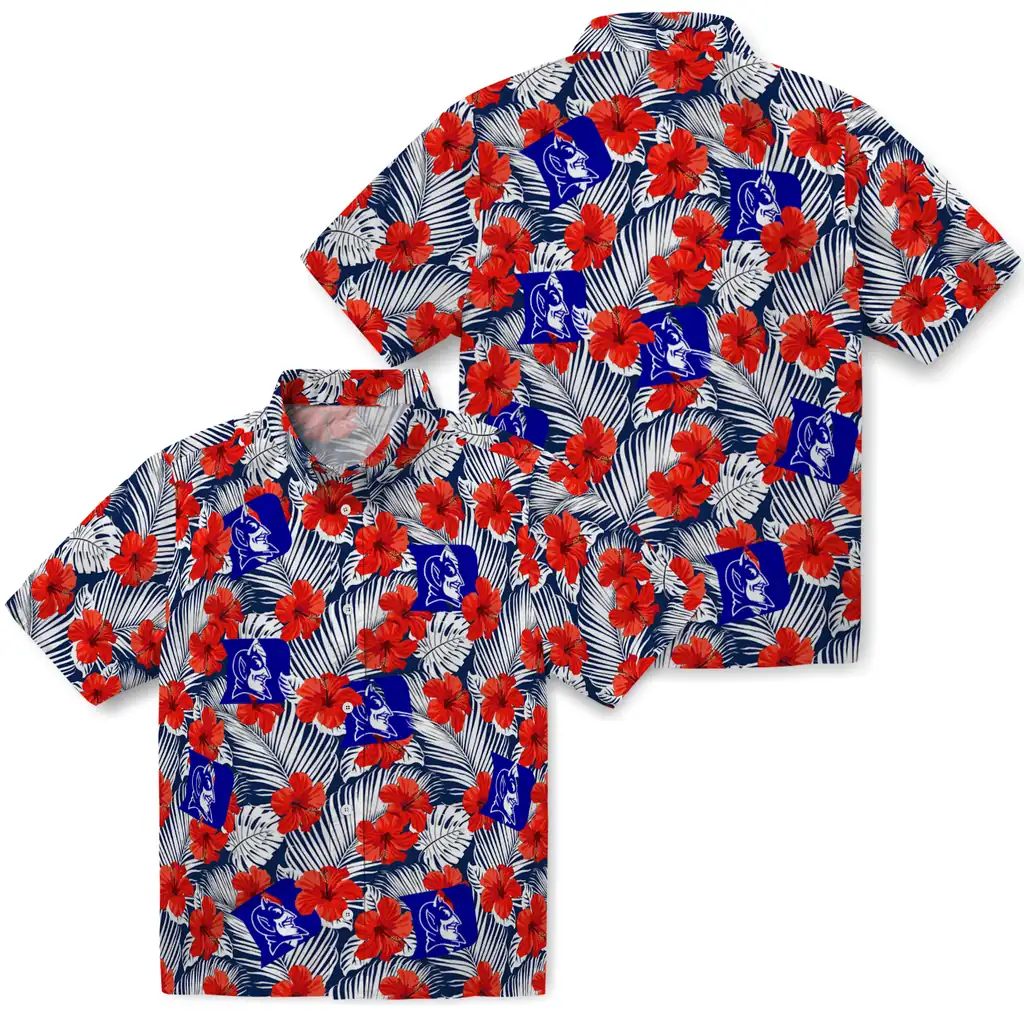 Duke Blue Devils Hawaiian Shirt - Hibiscus Fiesta duke blue devils hibiscus fiesta red royal blue hawaiian shirts high quality