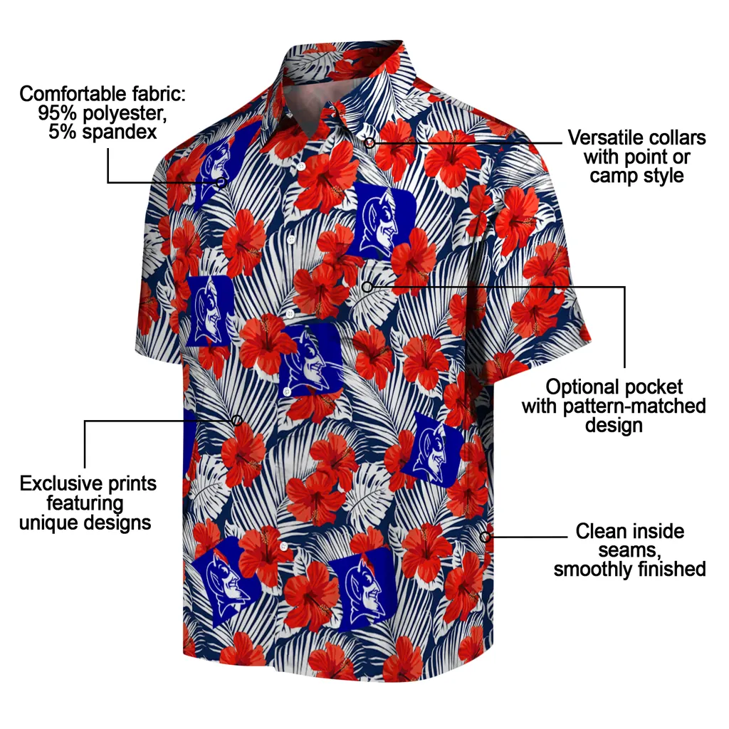 Duke Blue Devils Hawaiian Shirt - Hibiscus Fiesta duke blue devils hibiscus fiesta red royal blue hawaiian shirts new arrival