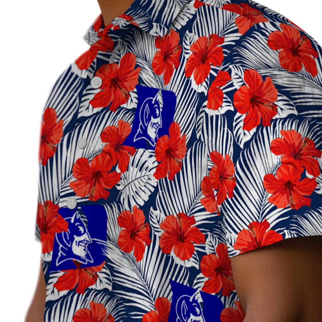 Duke Blue Devils Hawaiian Shirt - Hibiscus Fiesta duke blue devils hibiscus fiesta red royal blue hawaiian shirts trendy