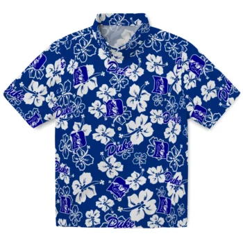 duke blue devils hibiscus bloom blue hawaiian shirts best selling