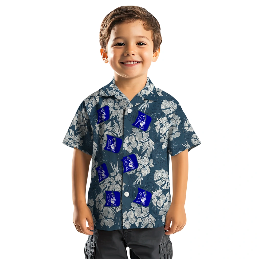 Duke Blue Devils Hawaiian Shirt - Hibiscus Flowers duke blue devils hibiscus flowers navy blue hawaiian shirts top rated