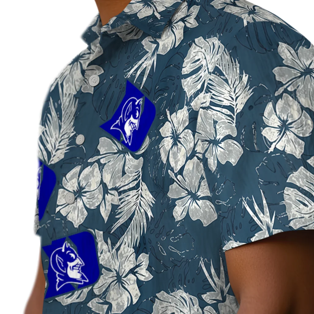 Duke Blue Devils Hawaiian Shirt - Hibiscus Flowers duke blue devils hibiscus flowers navy blue hawaiian shirts trendy