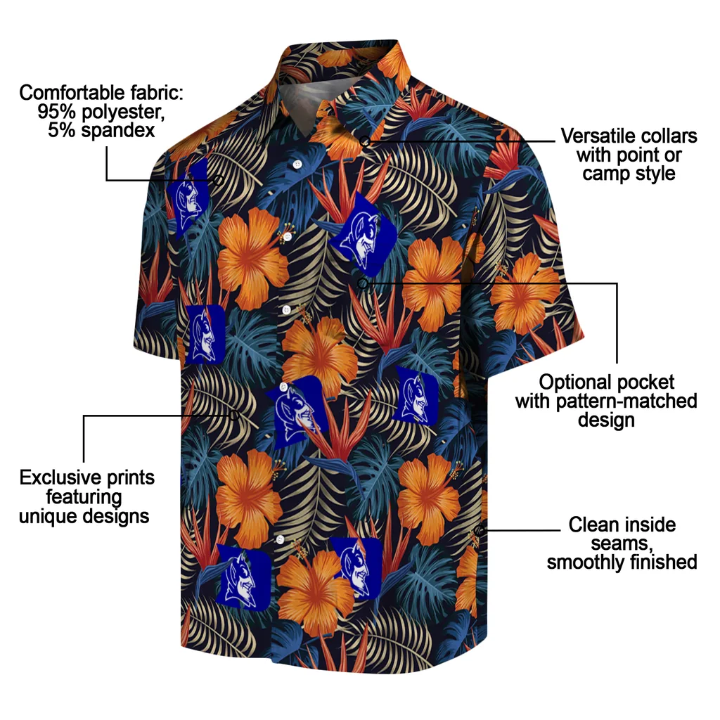 Duke Blue Devils Hawaiian Shirt - Hibiscus Foliage duke blue devils hibiscus foliage hawaiian shirts new arrival