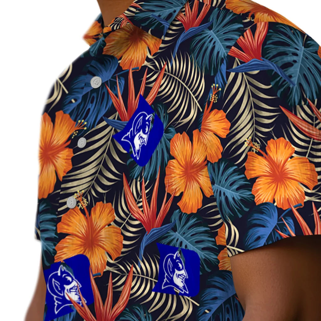 Duke Blue Devils Hawaiian Shirt - Hibiscus Foliage duke blue devils hibiscus foliage hawaiian shirts trendy