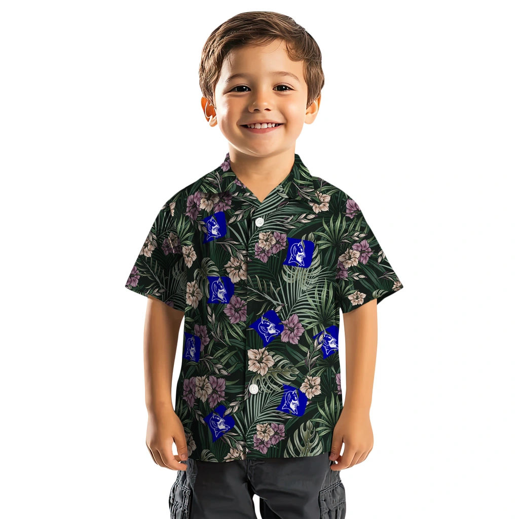 Duke Blue Devils Hawaiian Shirt - Hibiscus Leaves Pattern duke blue devils hibiscus leaves pattern green hawaiian shirts top rated