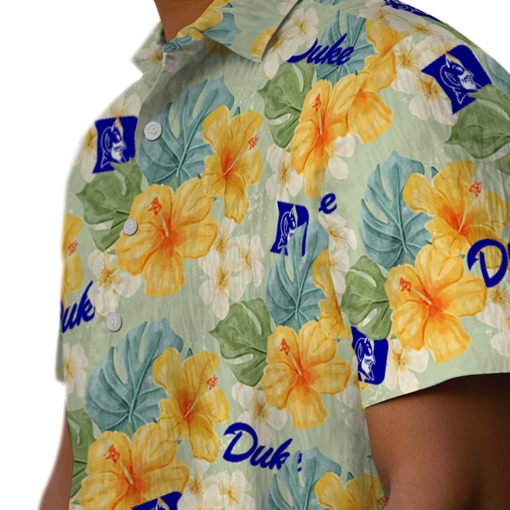 Duke Blue Devils Hawaiian Shirt - Hibiscus Mood duke blue devils hibiscus mood pale lime yellow hawaiian shirts trendy