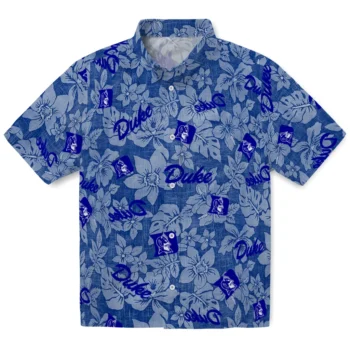 duke blue devils hibiscus oasis blue hawaiian shirts best selling