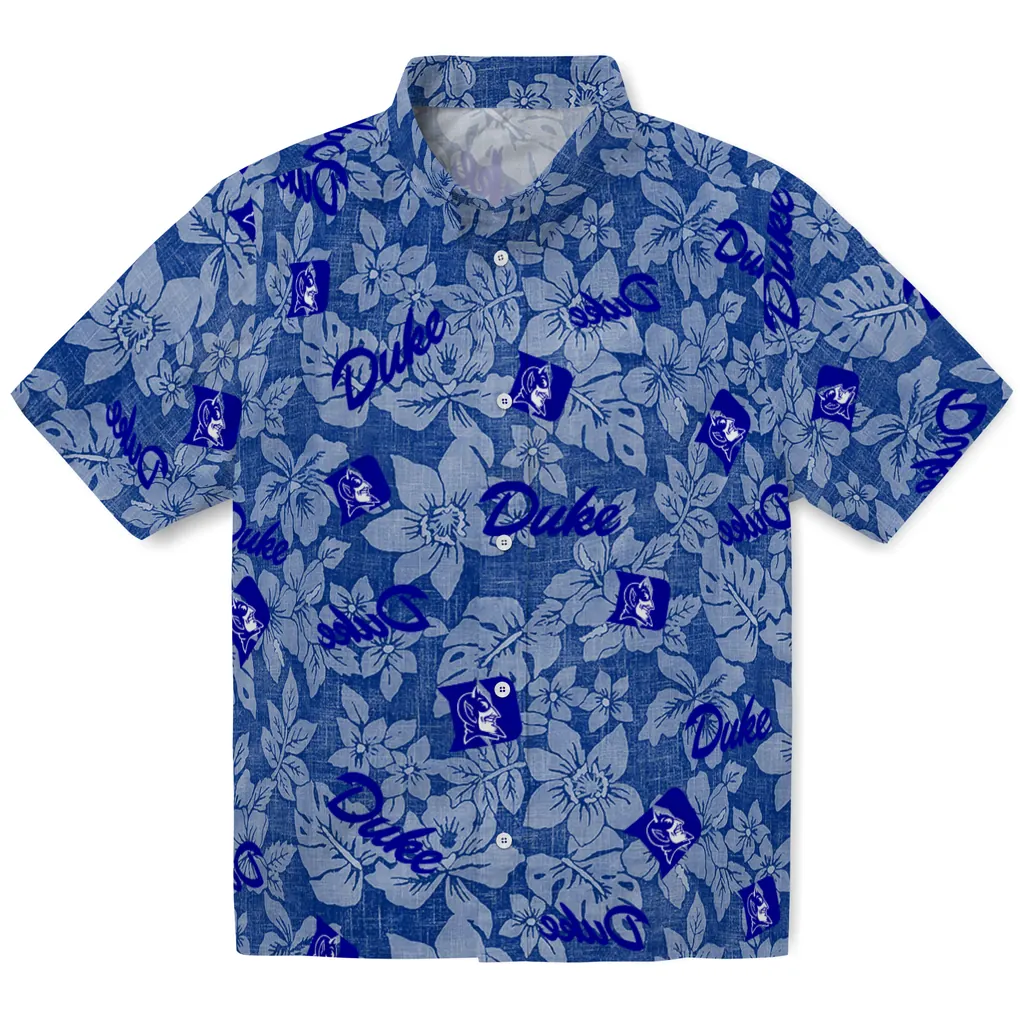 Duke Blue Devils Hawaiian Shirt - Hibiscus Oasis duke blue devils hibiscus oasis blue hawaiian shirts best selling