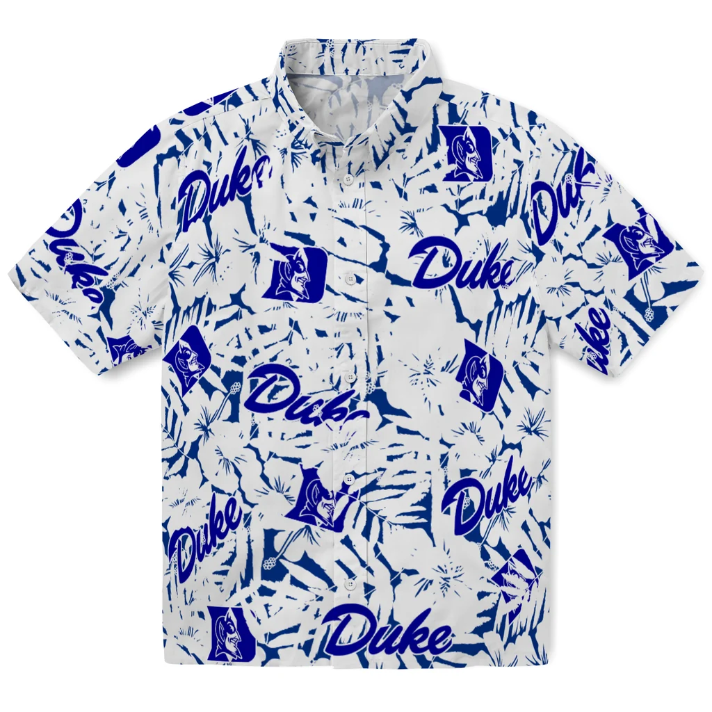 Duke Blue Devils Hawaiian Shirt - Hibiscus Overlay duke blue devils hibiscus overlay hawaiian shirts best selling