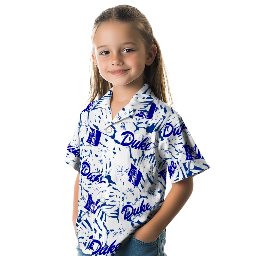 Duke Blue Devils Hawaiian Shirt - Hibiscus Overlay duke blue devils hibiscus overlay hawaiian shirts premium grade
