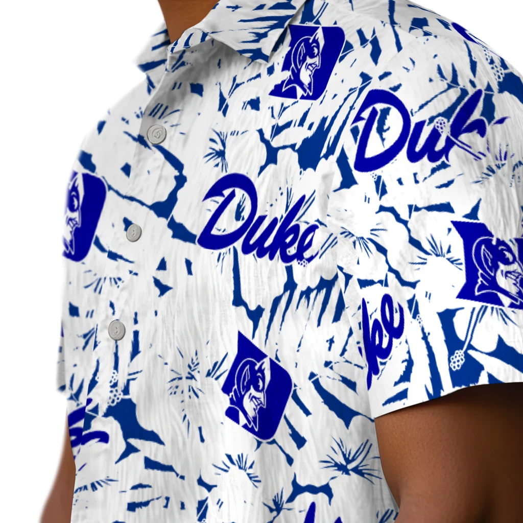 Duke Blue Devils Hawaiian Shirt - Hibiscus Overlay duke blue devils hibiscus overlay hawaiian shirts trendy