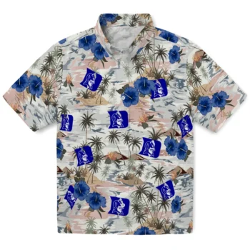 duke blue devils hibiscus seaside white hawaiian shirts best selling