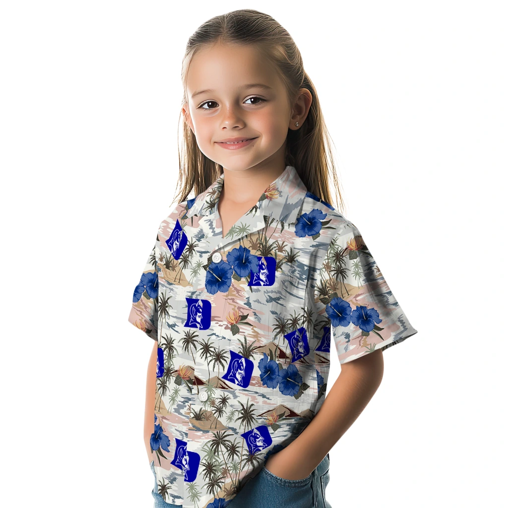 Duke Blue Devils Hawaiian Shirt - Hibiscus Seaside duke blue devils hibiscus seaside white hawaiian shirts premium grade