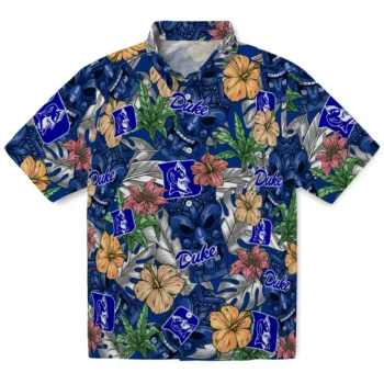 duke blue devils tiki jungle blue hawaiian shirts best selling