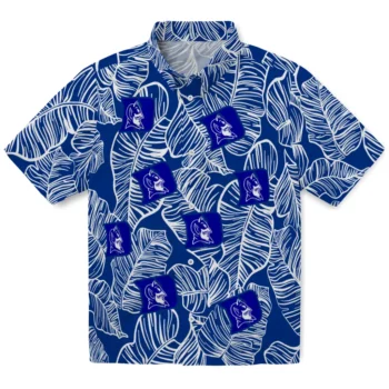 duke blue devils leaf outline blue hawaiian shirts best selling