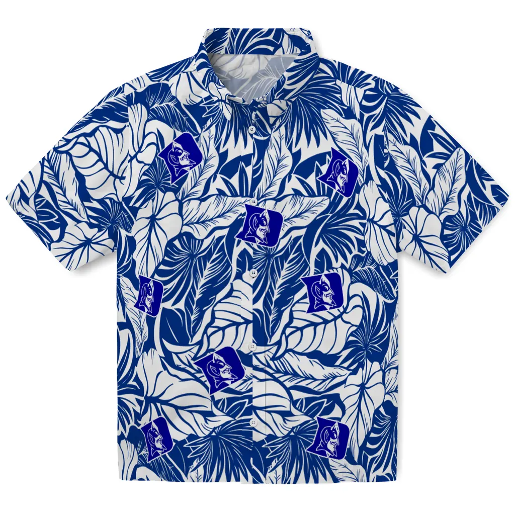Duke Blue Devils Hawaiian Shirt - Monstera Layer duke blue devils monstera layer blue hawaiian shirts best selling