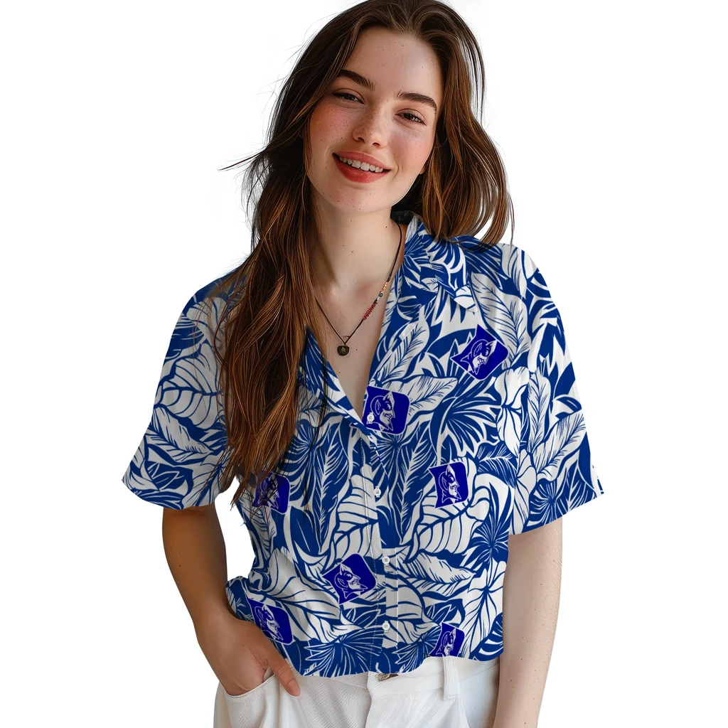 Duke Blue Devils Hawaiian Shirt - Monstera Layer duke blue devils monstera layer blue hawaiian shirts latest model
