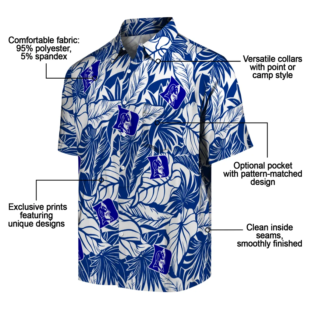 Duke Blue Devils Hawaiian Shirt - Monstera Layer duke blue devils monstera layer blue hawaiian shirts new arrival