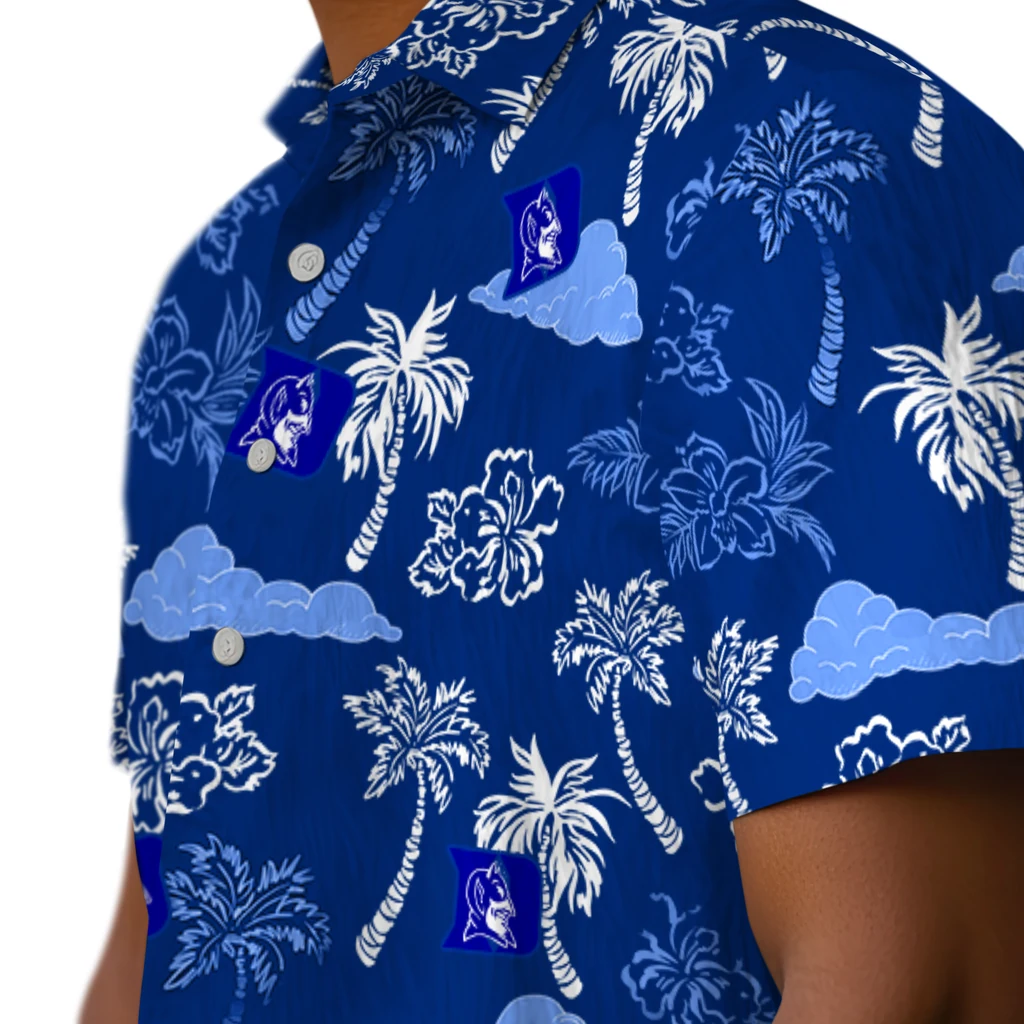 Duke Blue Devils Hawaiian Shirt - Palm And Clouds duke blue devils palm and clouds blue hawaiian shirts trendy
