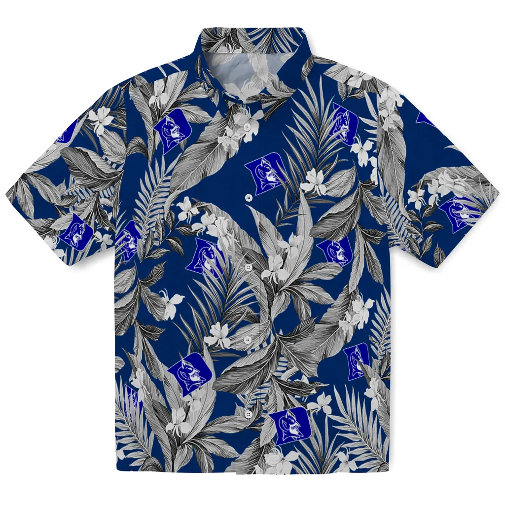 Duke Blue Devils Hawaiian Shirt - Palm Leaves duke blue devils palm leaves blue hawaiian shirts best selling